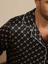 [Black Chain] SilkSilky  Long Sleeve Lapel Collar Men's Pajamas 005