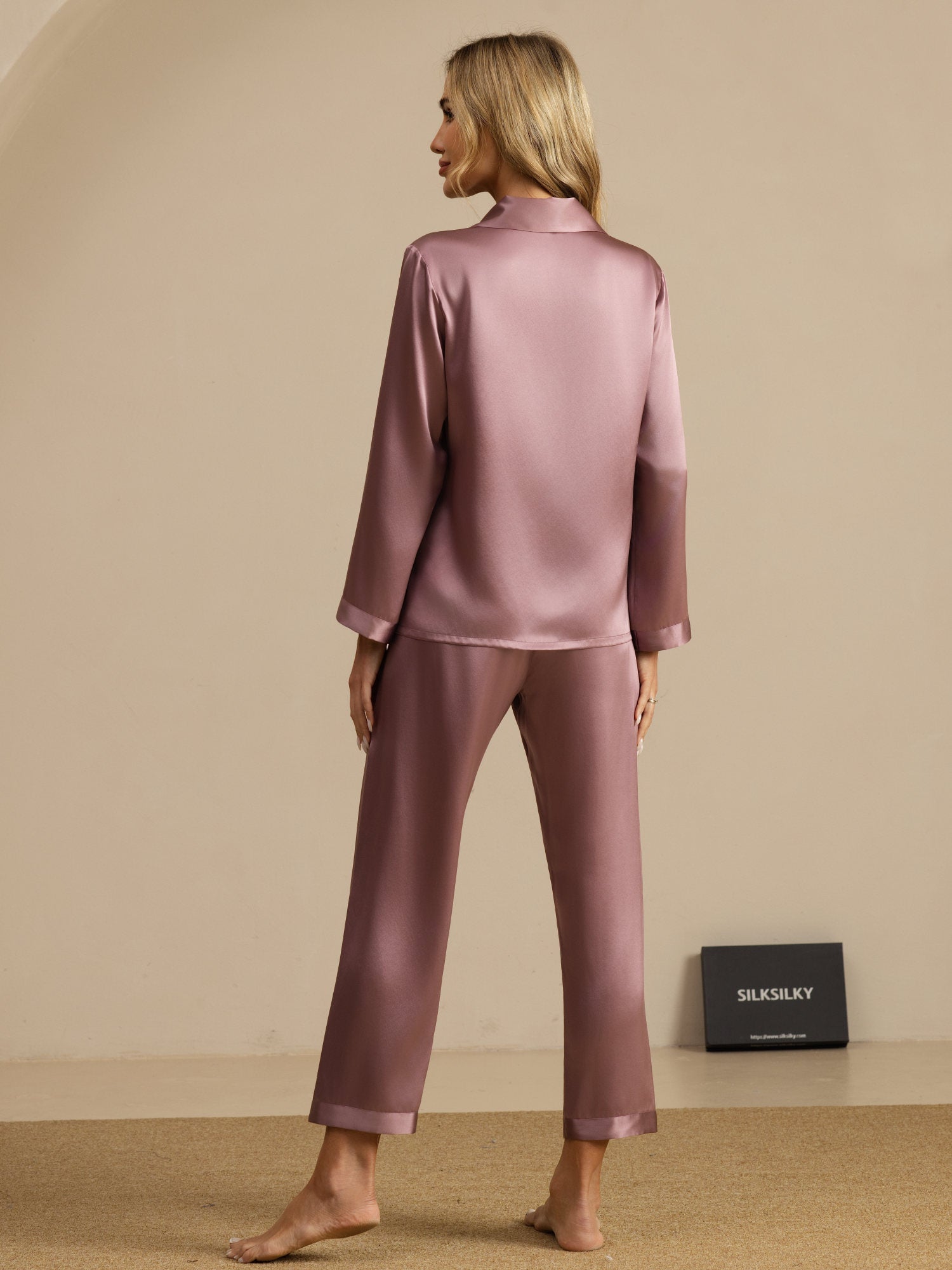 [Pale Mauve] SilkSilky  Long Sleeve Notch Collar Women's Pajamas 002