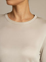 [Gray] SilkSilky  100% Silk Jersey Long Sleeve Crew Neck Women's T-Shirt 004