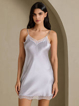 [Silver] SilkSilky  Spaghetti Strap Sweetheart Neck Nightgown 001