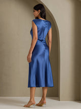 [Real Teal] SilkSilky  Cap Sleeve Dress 002