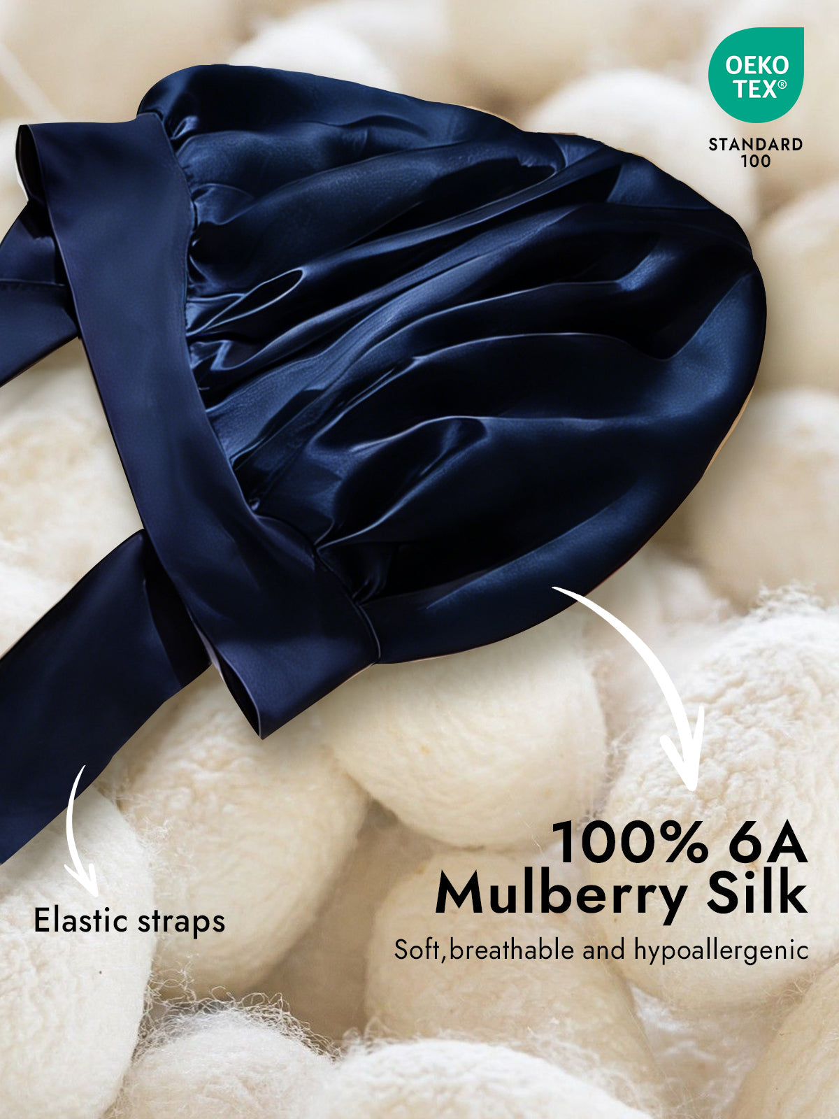 [Dark Blue] SilkSilky  Pure Silk Sleep Cap 002