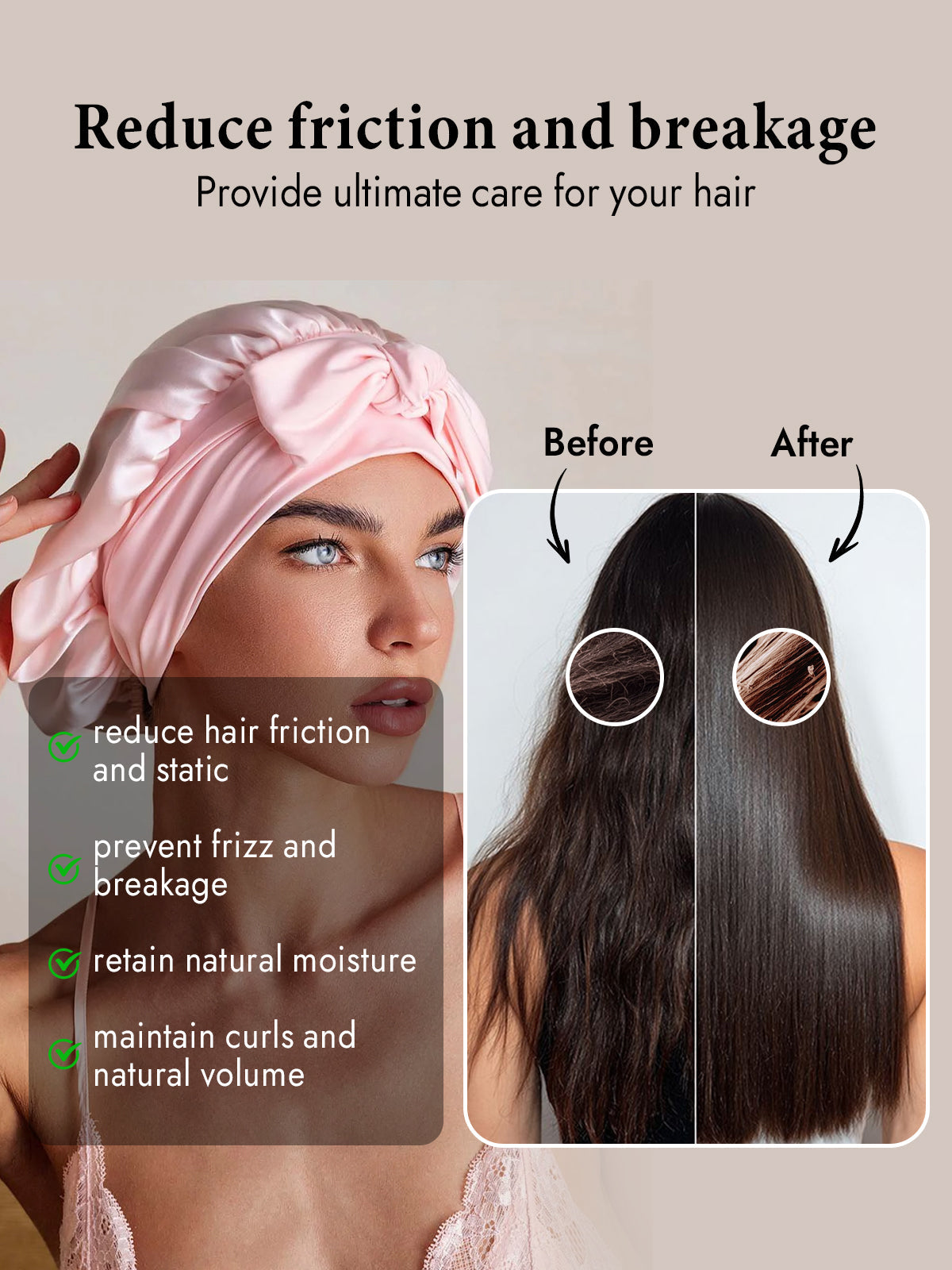 [Light Pink] SilkSilky  Pure Silk Sleep Cap 003