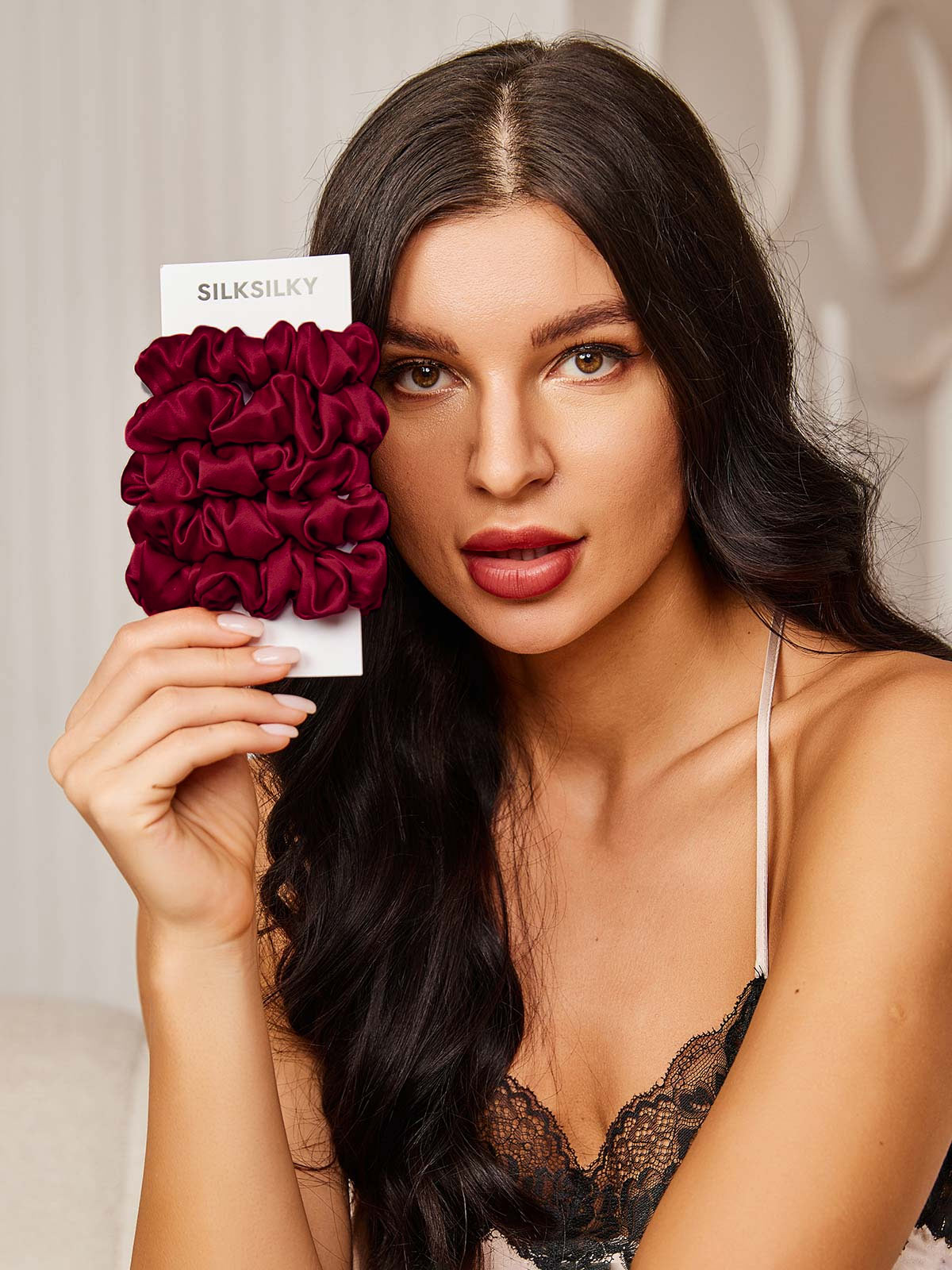 [Fuchsia] SilkSilky  19Momme Pure Silk Scrunchie 002