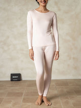 [Light Pink] SilkSilky  Long Sleeve Round Neck Women's Long Johns 001