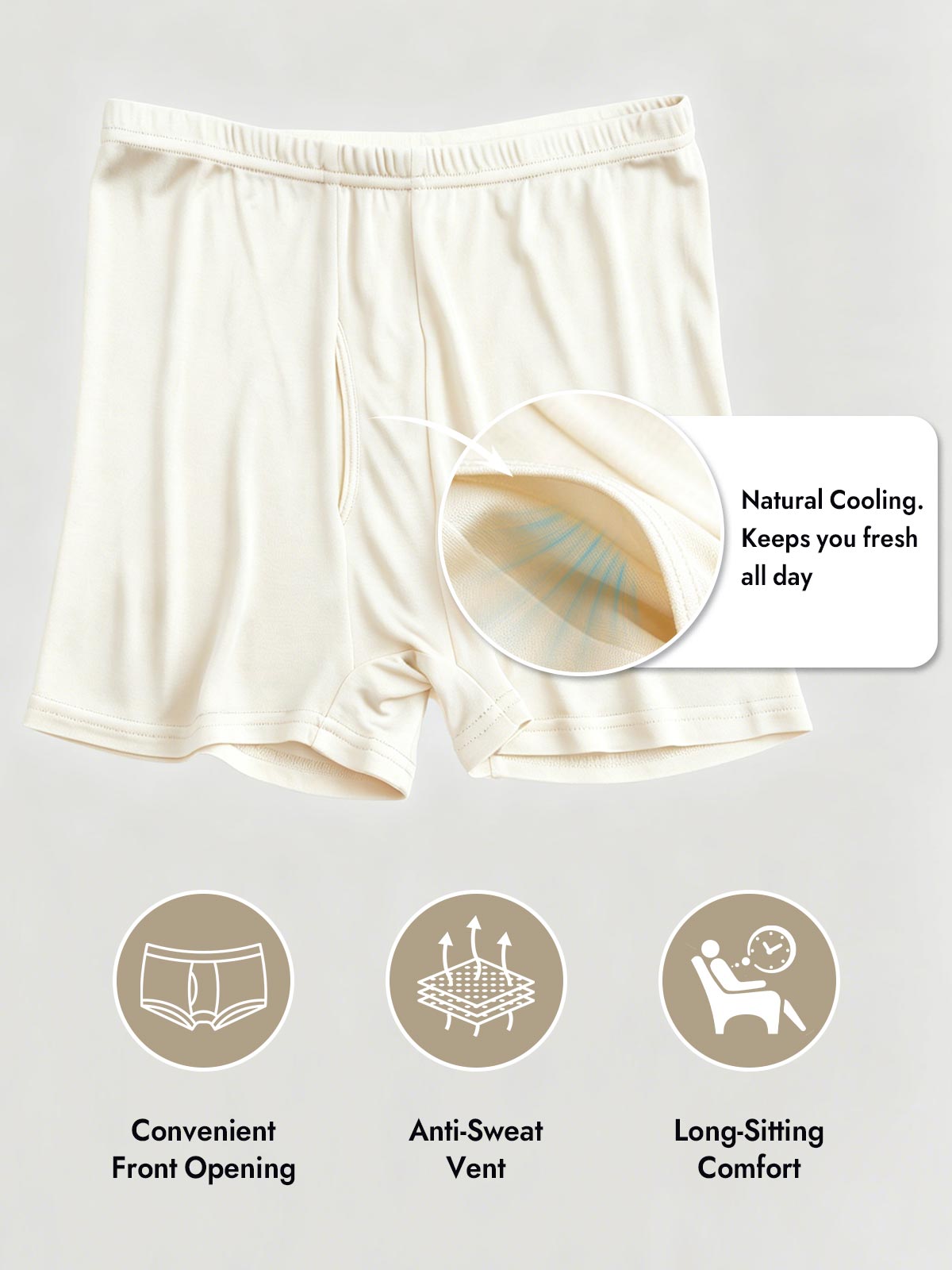 [Beige] SilkSilky  100% Silk Jersey Men's Underwear 003