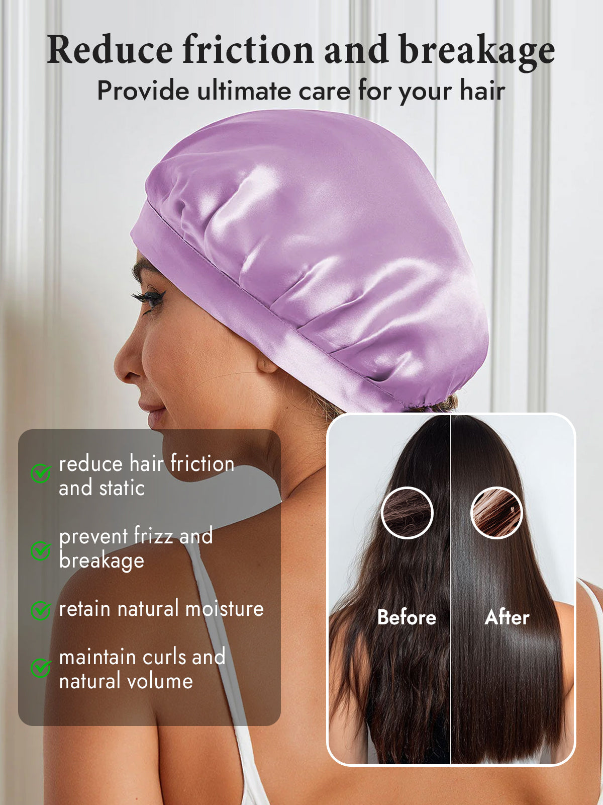 [Lavender] SilkSilky  Pure Silk Sleep Cap 004