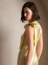 [Light Yellow] SilkSilky  Sleeveless Tie Neck Dress 002