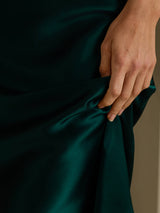 [Dark Green] SilkSilky  Spaghetti Strap V Neck Nightgown 005