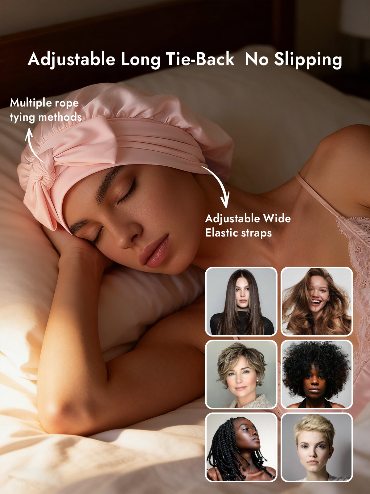 [Light Pink] SilkSilky  Pure Silk Sleep Cap 004