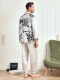 SilkSilky US Pure Silk Long Sleeve Lapel Men's Pajamas Gray 007