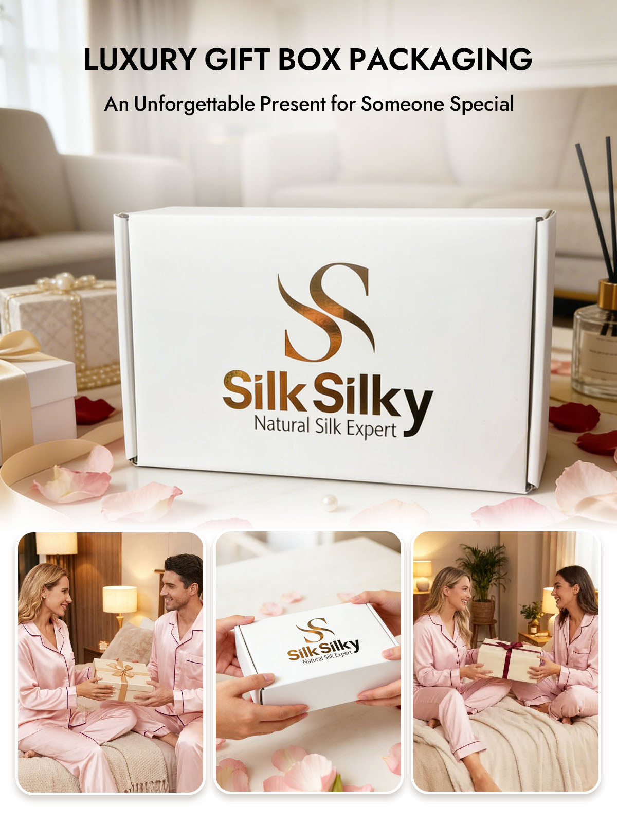 [Pink] SilkSilky  Silk Long Sleeve Notch Collar Women's Pajamas 006