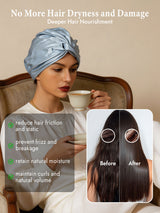 [Steel Blue] SilkSilky  22Momme Pure Silk Sleep Cap 004