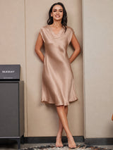 [Tuscany] SilkSilky  Cap Sleeve V Neck Nightgown 004