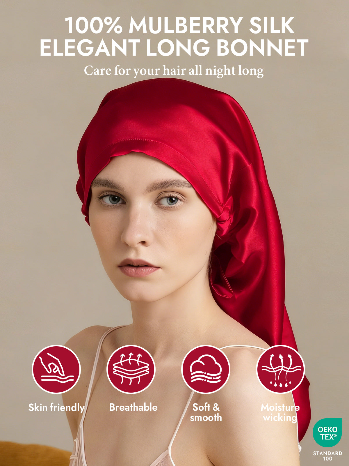 [Wine] SilkSilky  Pure Silk Sleep Cap 002