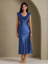 [Real Teal] SilkSilky  Cap Sleeve Dress 001