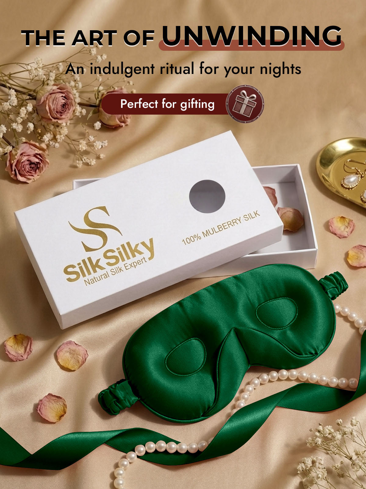 [Dark Green] SilkSilky  22Momme Eye Mask 009