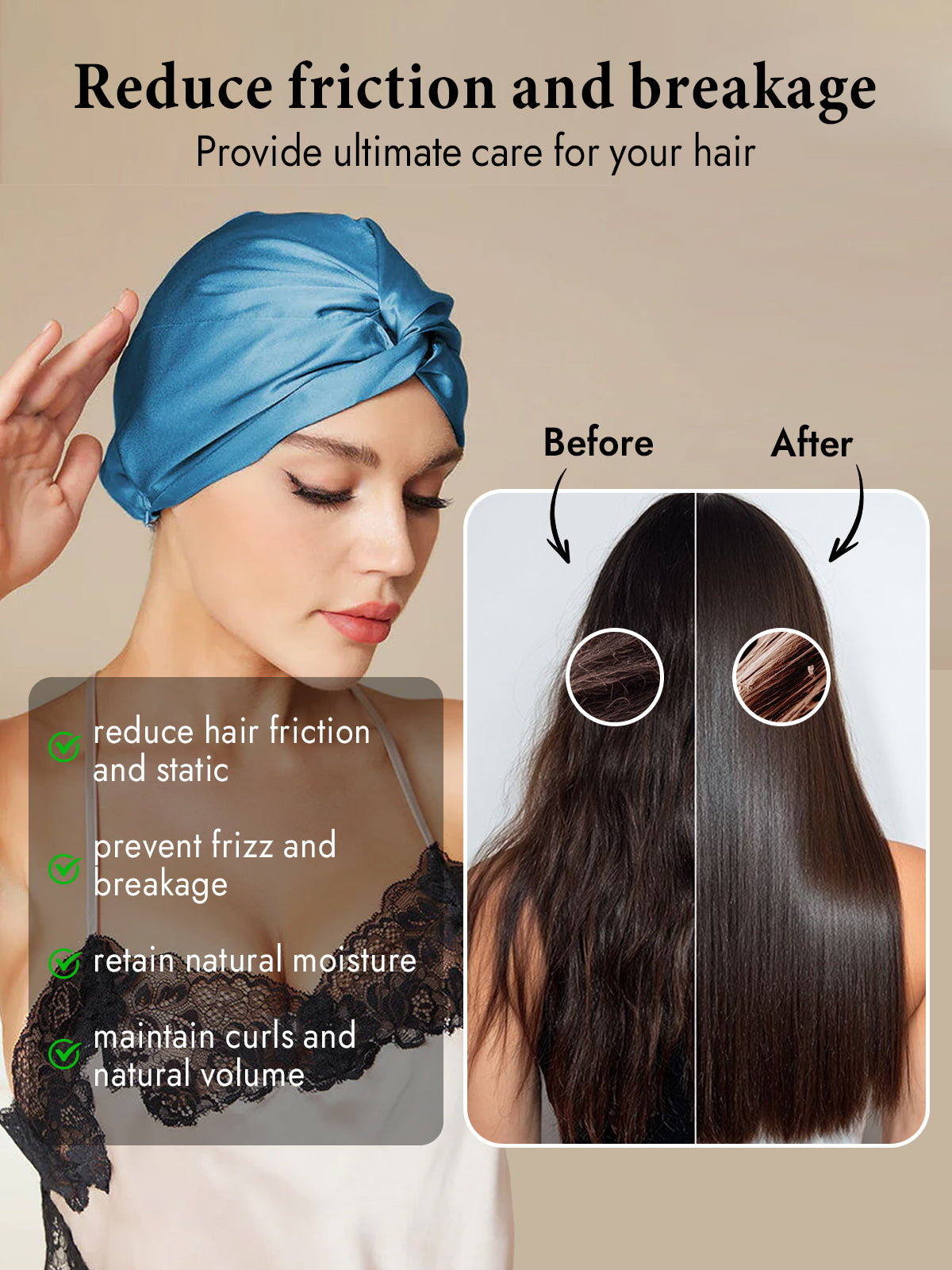 [Teal] SilkSilky  Pure Silk Sleep Cap 005