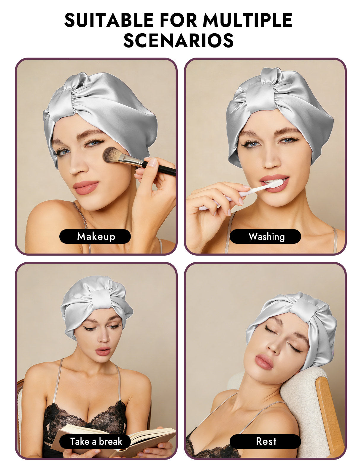 [Silver] SilkSilky  Sleep Cap 006