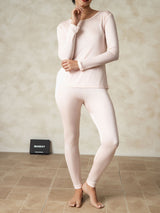 [Light Pink] SilkSilky  Long Sleeve Round Neck Women's Long Johns 006