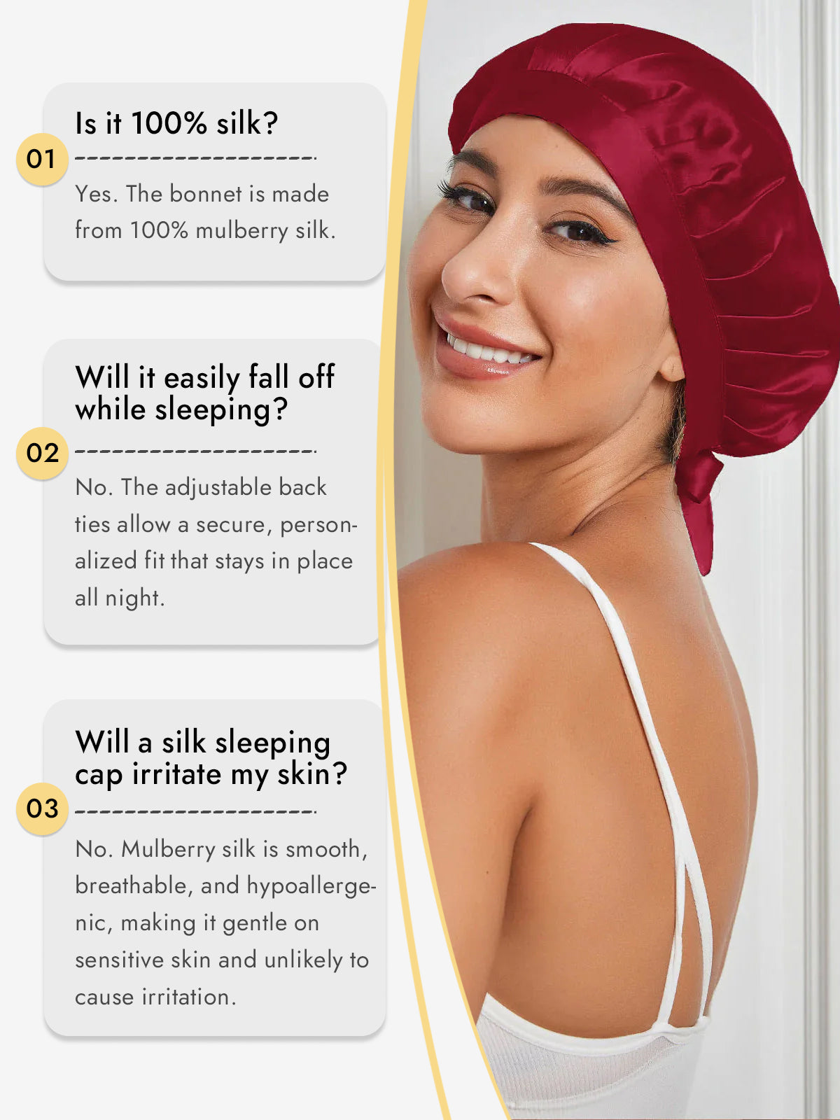 [Wine] SilkSilky  Pure Silk Sleep Cap 005