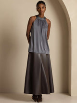 [Dark Gray] SilkSilky  Sleeveless Halter Women's T-Shirt 003