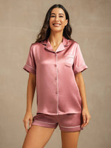 [Pale Mauve] SilkSilky  Short Sleeve Notch Collar Women's Pajamas 001