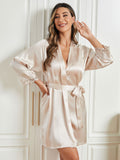 SilkSilky US Pure Silk 3/4 Sleeve Womens Robe Ivory 005