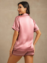 [Pale Mauve] SilkSilky  Short Sleeve Notch Collar Women's Pajamas 002