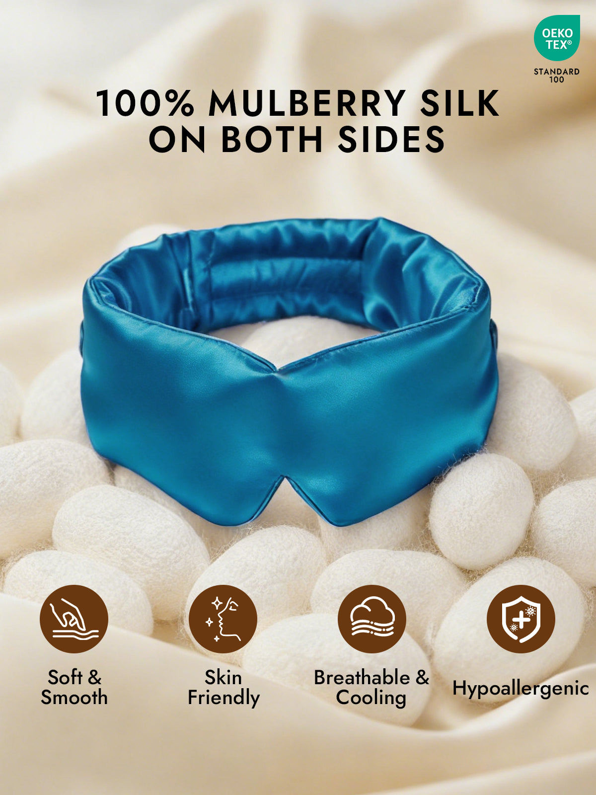 [Teal] SilkSilky  19Momme Pure Silk Eye Mask 002