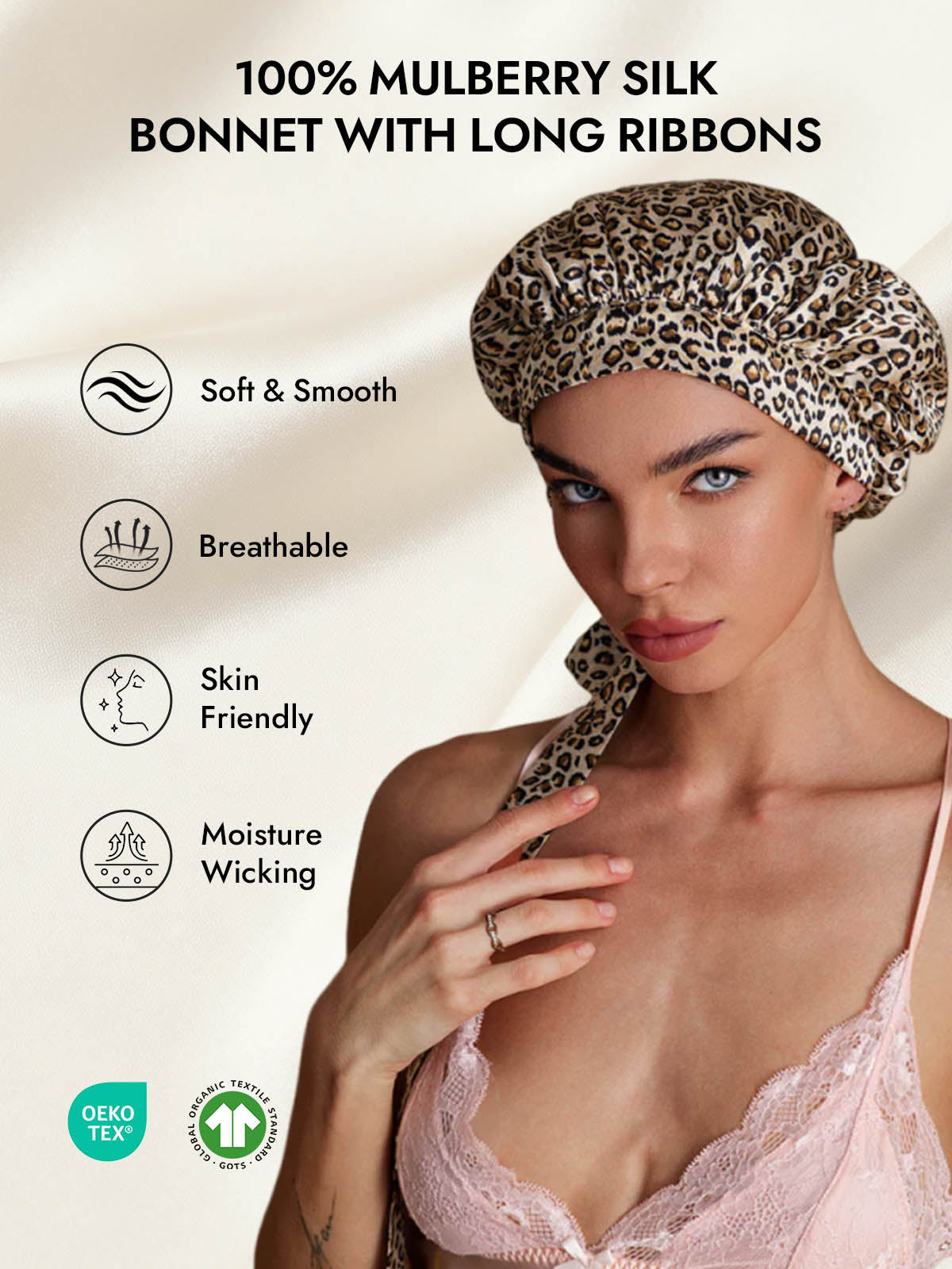 [Leopard] SilkSilky  Pure Silk Sleep Cap 002