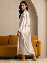 [Beige] SilkSilky  Long Sleeve Women's Robe 002