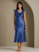 [Real Teal] SilkSilky  Cap Sleeve Dress 005