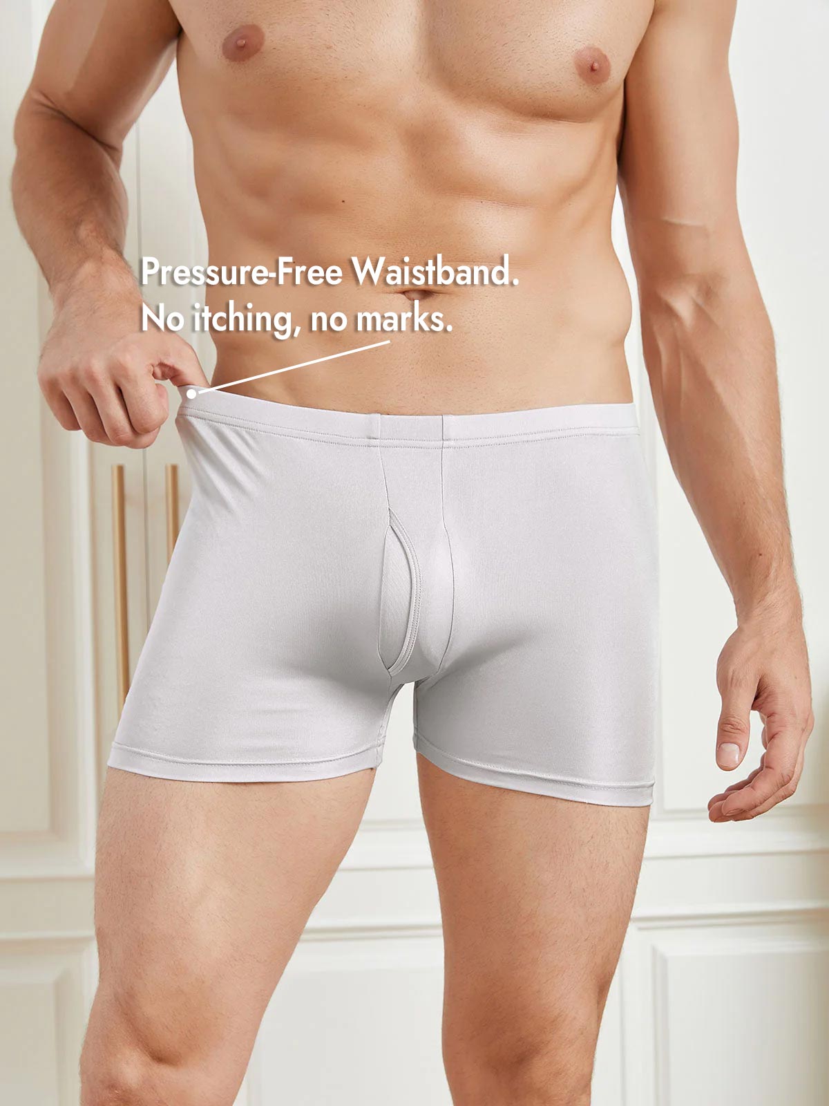 [Gray] SilkSilky  100% Silk Jersey Men's Underwear 005