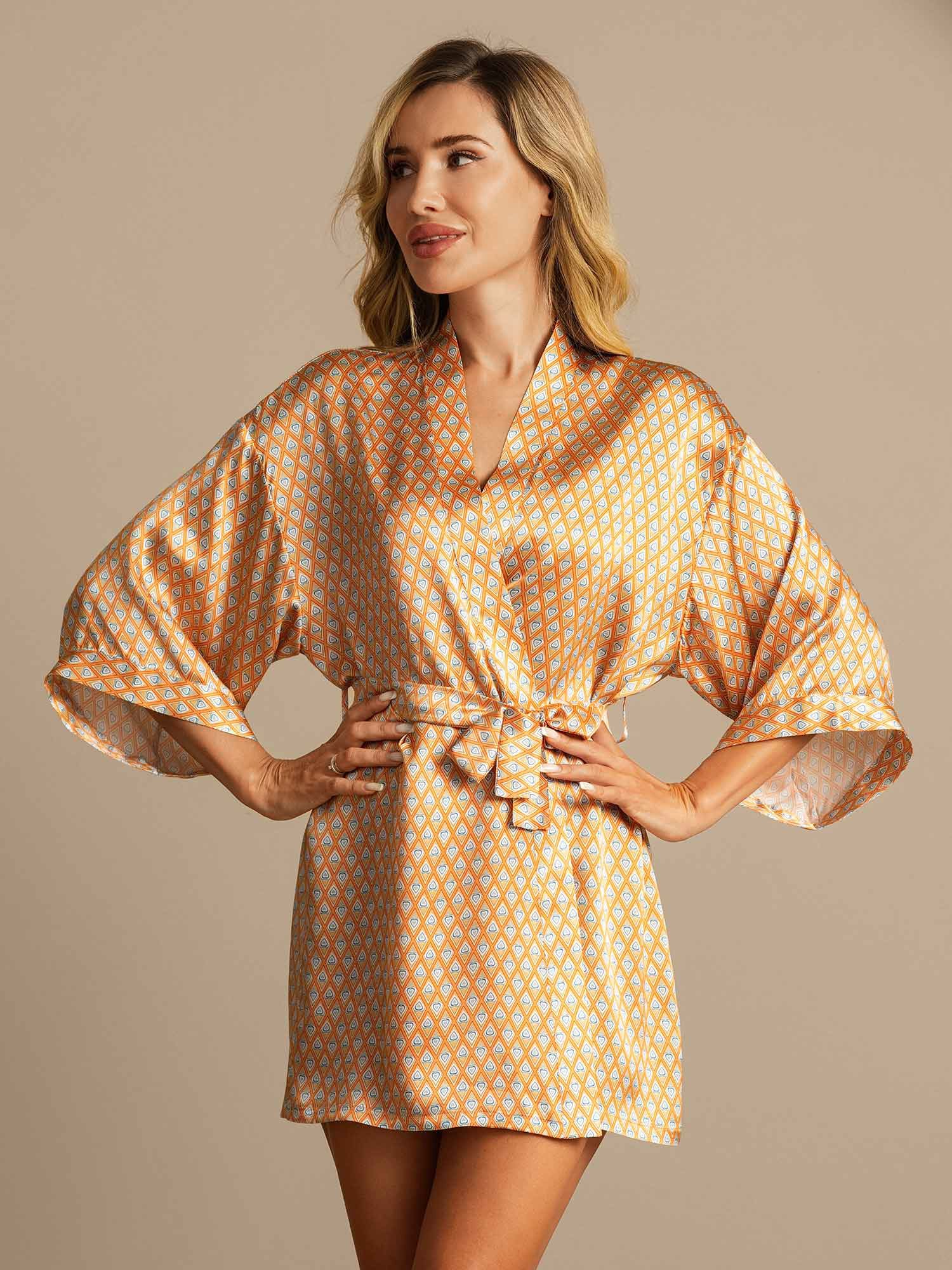 [Floral] SilkSilky  Pure Silk Womens Robe 001,