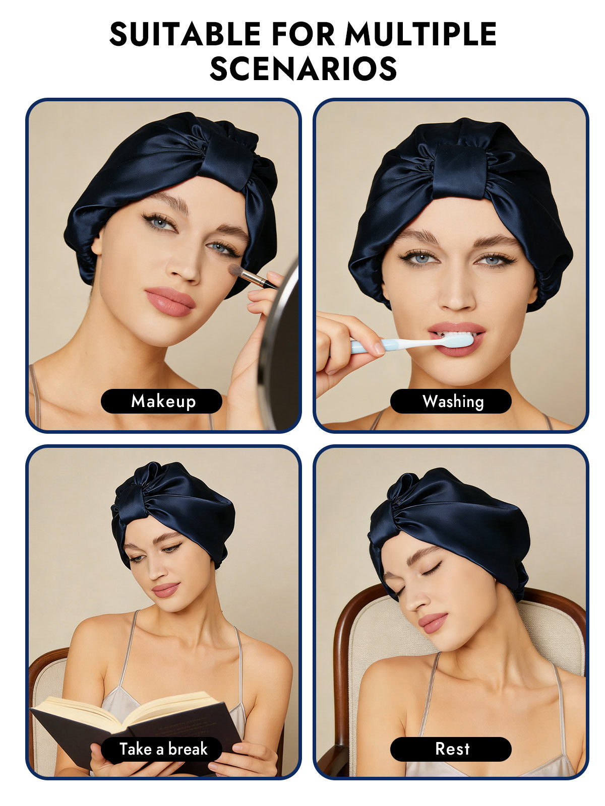 [Dark Blue] SilkSilky  Sleep Cap 006