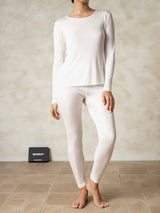 [White] SilkSilky  Long Sleeve Round Neck Women's Long Johns 004