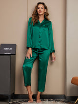 [Green] SilkSilky  Long Sleeve Notch Collar Women's Pajamas 004
