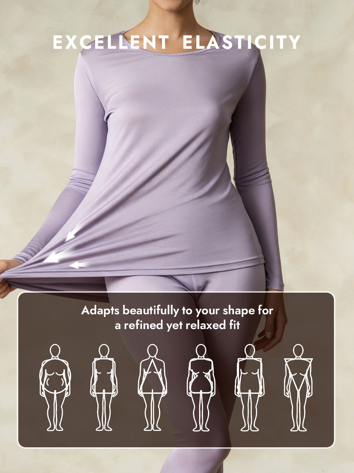 [Purple] SilkSilky  Silk Long Sleeve Round Neck Long Johns 004