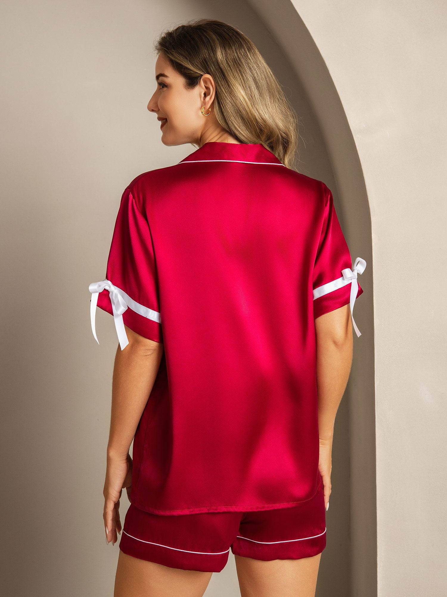 [Wine] SilkSilky  Pure Silk Womens Pajamas 002,