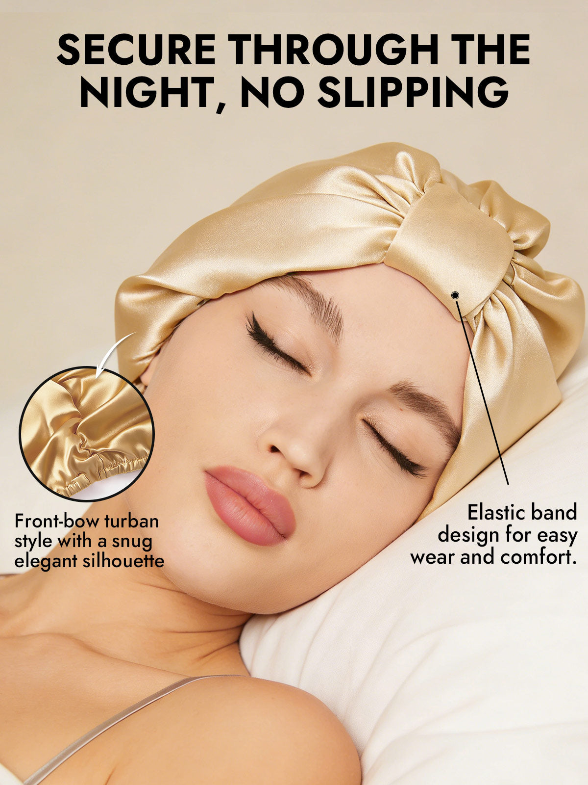 [Champagne] SilkSilky  Sleep Cap 004