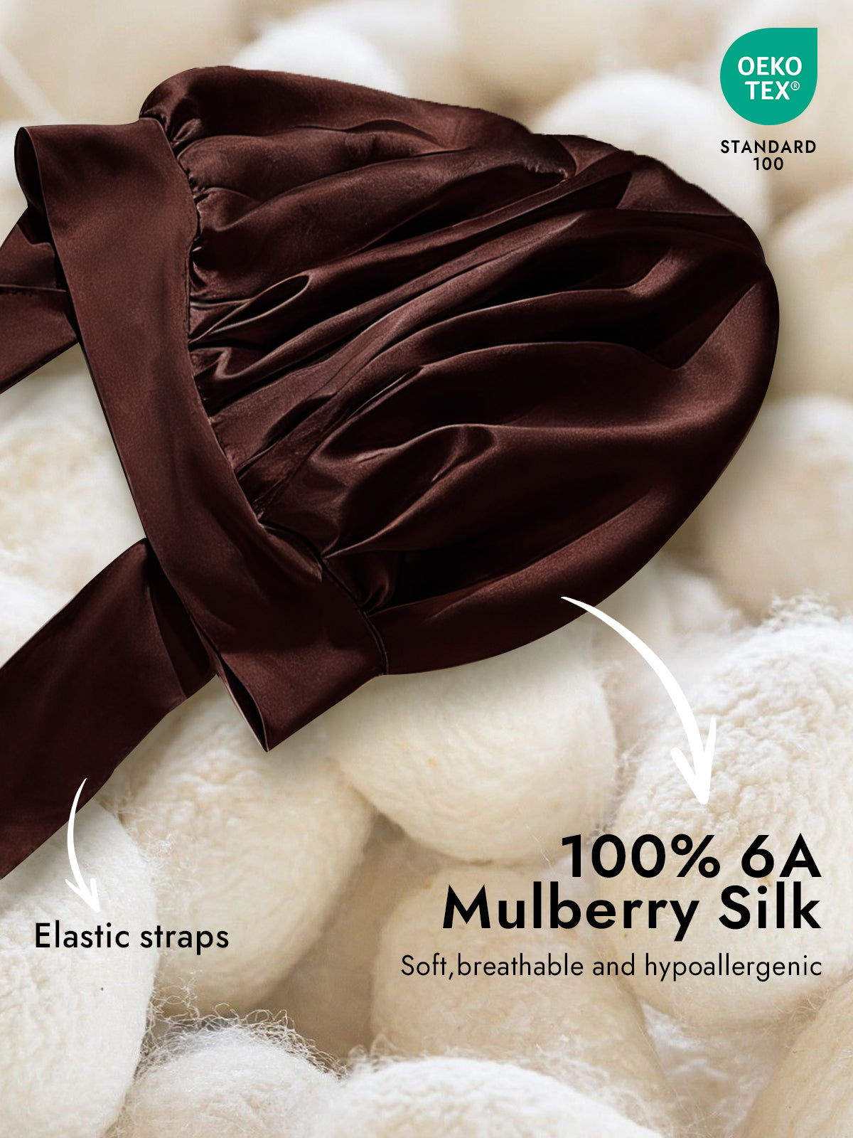 [Coffee] SilkSilky  Pure Silk Sleep Cap 002