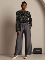 [Gray] SilkSilky  32Momme Silk-Wool Blend Women's Pants 003
