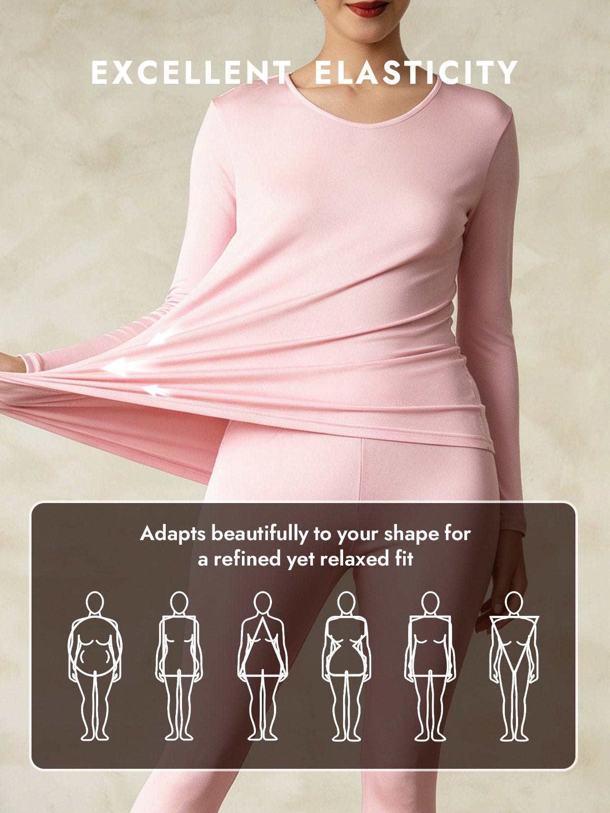 [Pink] SilkSilky  Silk Long Sleeve Round Neck Long Johns 004