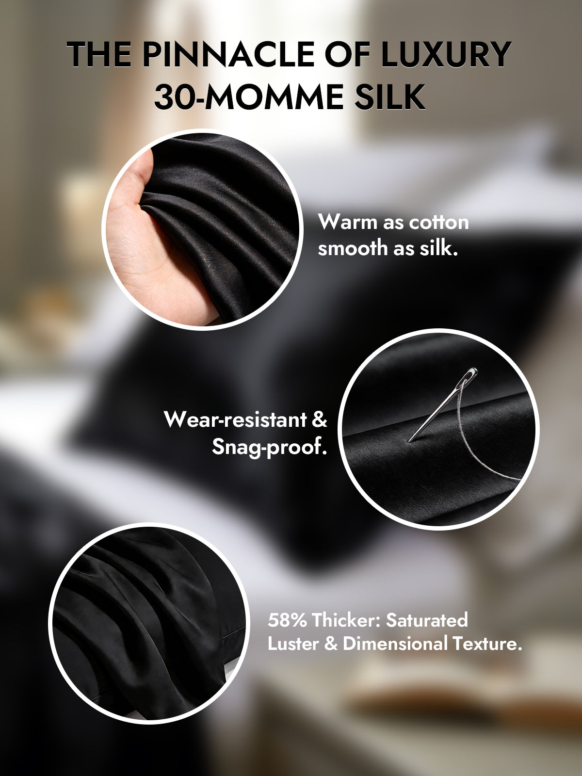 [Black] SilkSilky  30Momme Pure Silk Pillowcase 002