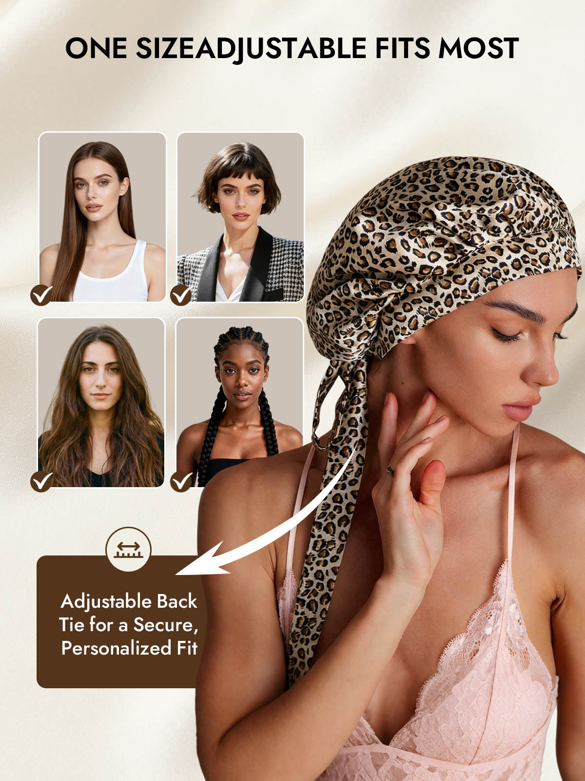 [Leopard] SilkSilky  Pure Silk Sleep Cap 005