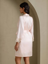 [Pink] SilkSilky  3/4 Sleeve Women's Robe 002