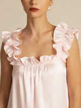 [Pink] SilkSilky  Sleeveless Square Neck Nightgown 004