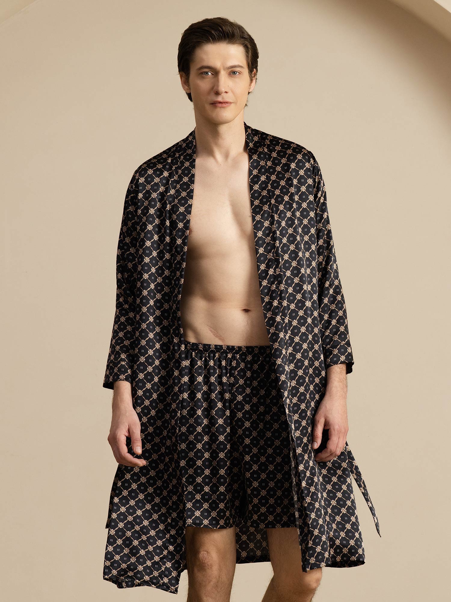 [Black Chain] SilkSilky  Long Sleeve Men's Pajamas 001