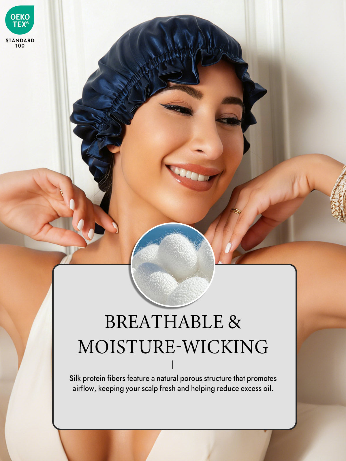 [Dark Blue] SilkSilky  Sleep Cap 004